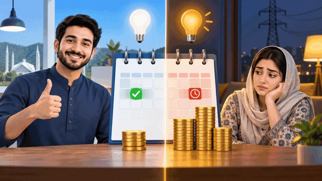 Before and after due date payment amounts on an electricity bill
